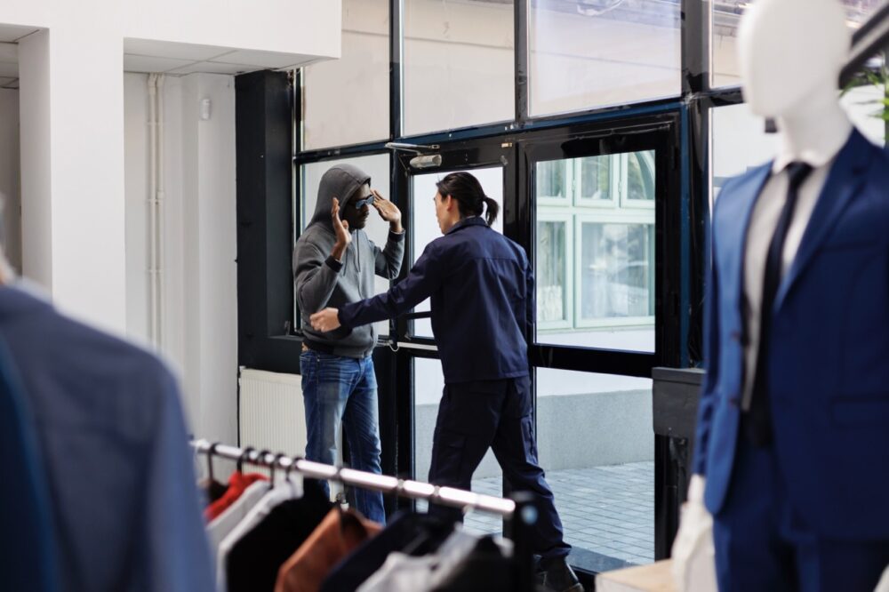 A Third Of Shoppers Have Witnessed A Shoplifting Incident In The Past 12 Months, Retail Insight’s Research Reveals 1 worker catch thief at store door 2023 11 27 05 08 02 utc Large
